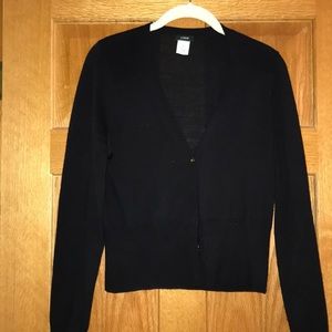 100% merino wool black cardigan from J Crew